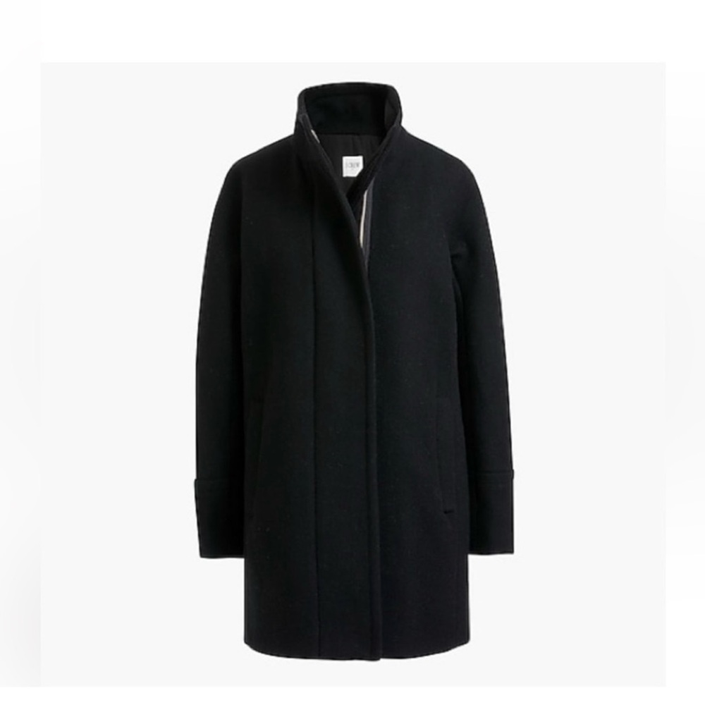 J Crew City Coat Black Wool Size 2